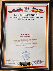 Благодарственные письма Законодательного Собрания Ростовской области вручены докторам ГБУ РО «ОДКБ»